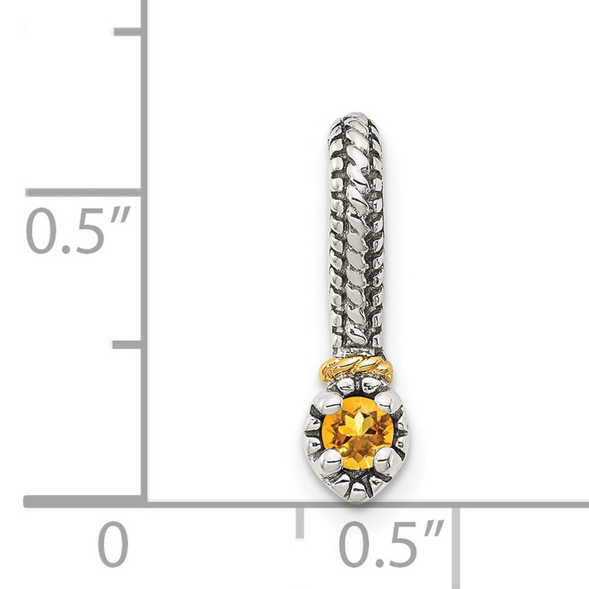 14k Two-Tone Gold Enhancer Pendant with Citrine, Woven Texture, Vintage Artisan Style