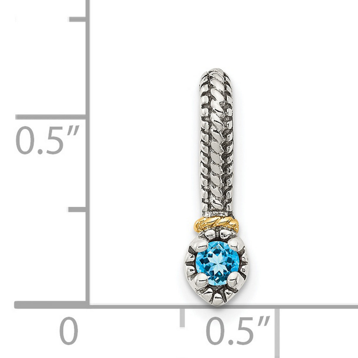 14k Multi-Tone Gold Rope Pendant with Sky Blue Topaz and Textured Design