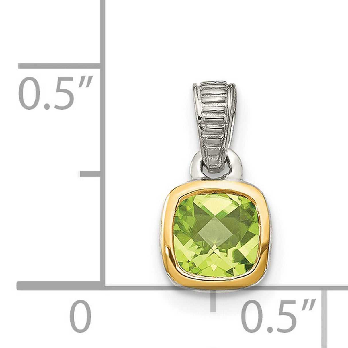 Gold Plated Peridot Charm Pendant in Real 14k Multi-Tone Gold