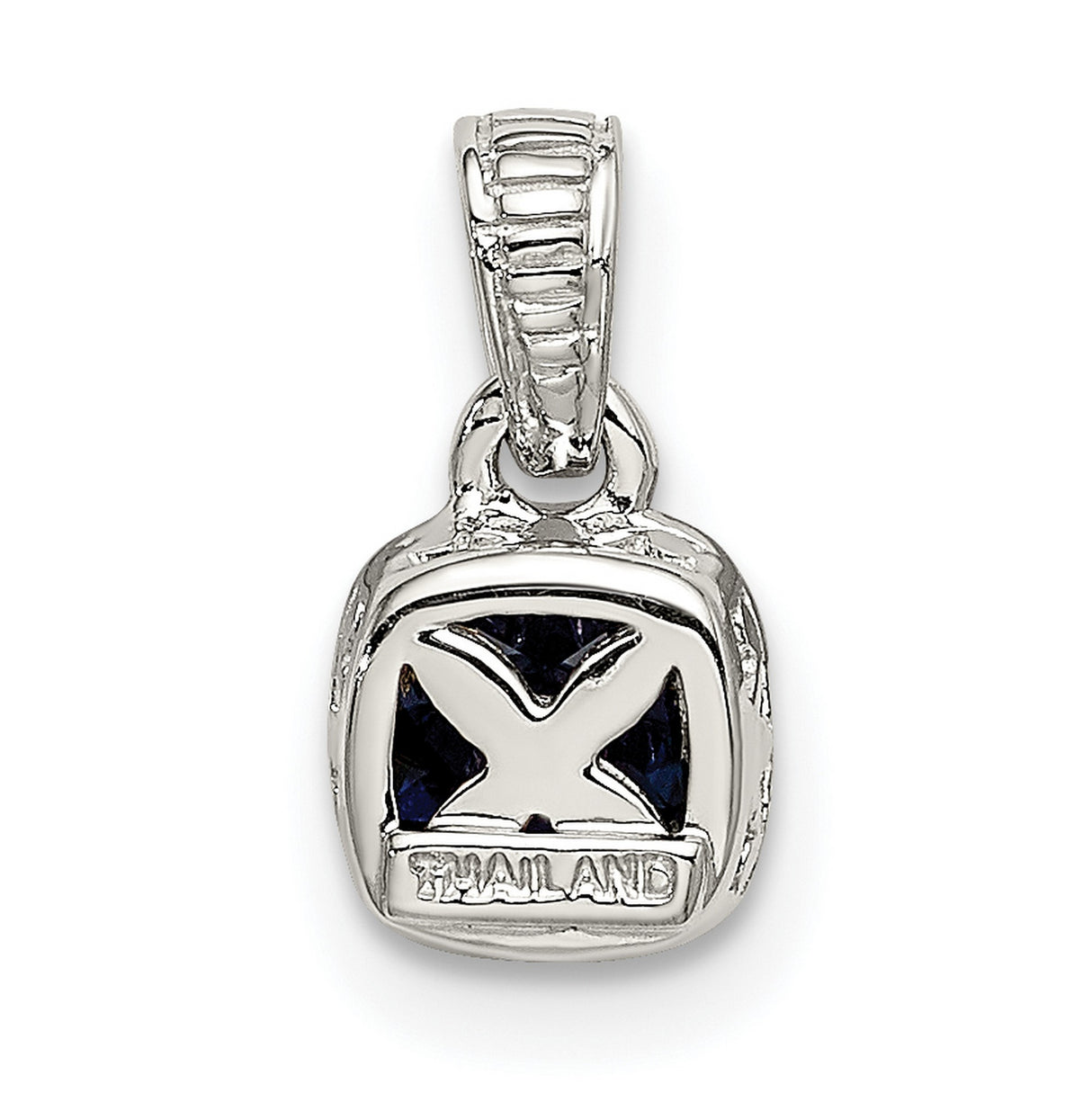 14k Two-Tone Gold Pendant with Cushion-Cut Lab Created Sapphire, Modern Minimalist Style