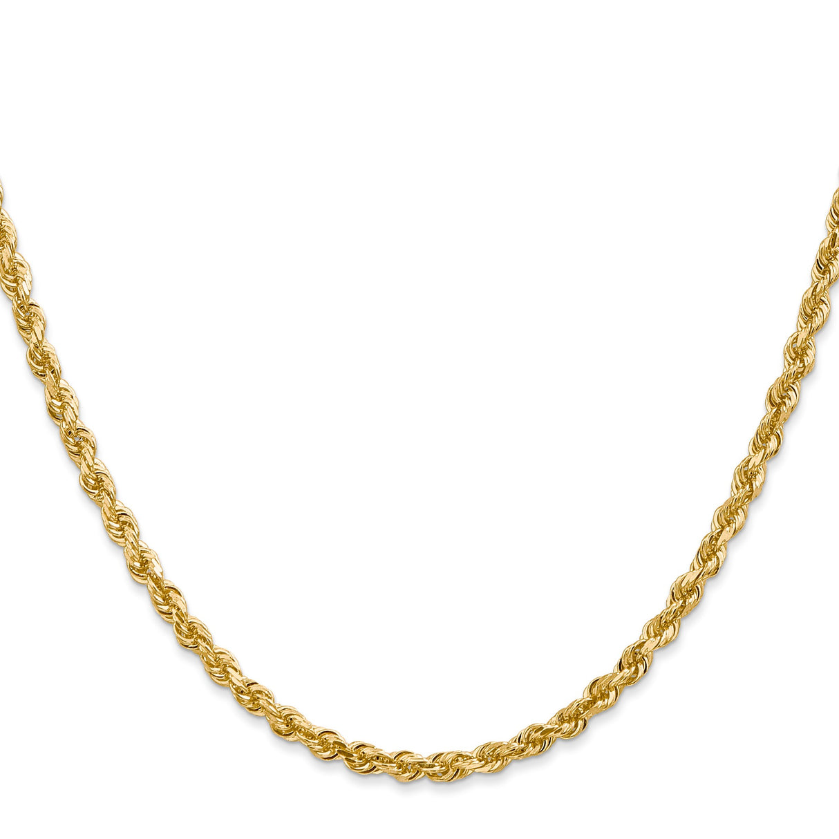 14K Yellow Gold 3.35 mm Rope Chain Necklace, Polished
