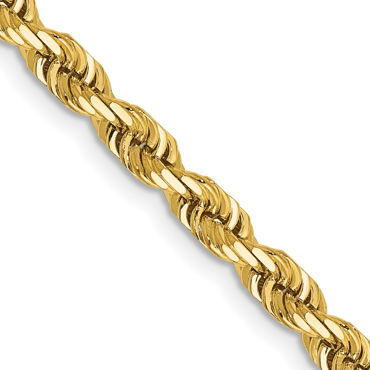 14K Yellow Gold 4 mm Rope Chain Bracelet, Polished detail view