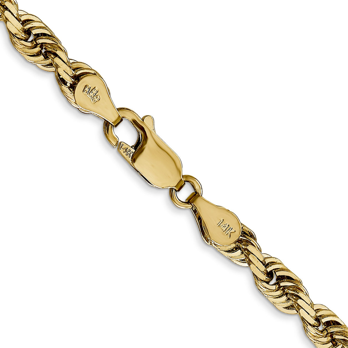 14K Yellow Gold 4.5 mm Rope Chain Bracelet, Polished alternate angle