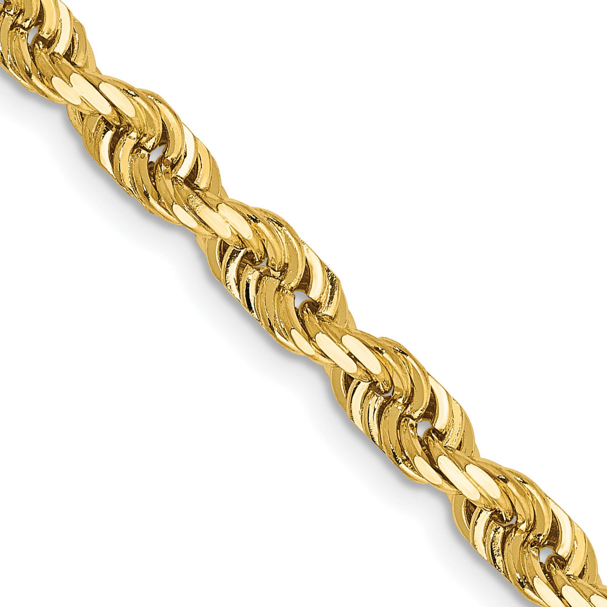 14K Yellow Gold 4.5 mm Rope Chain Bracelet, Polished detail view