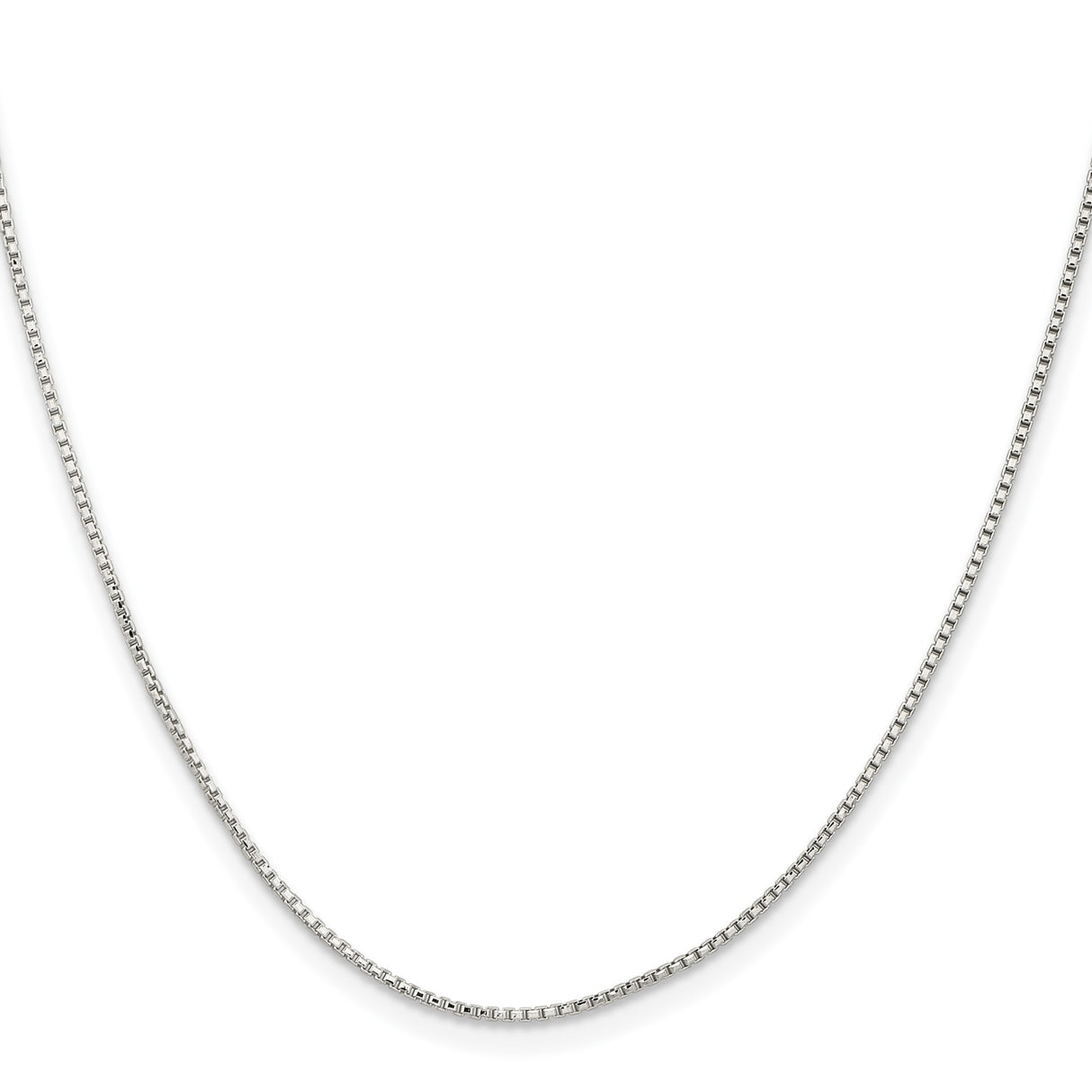 925 White Gold 1.1 mm Box Chain Necklace, Polished