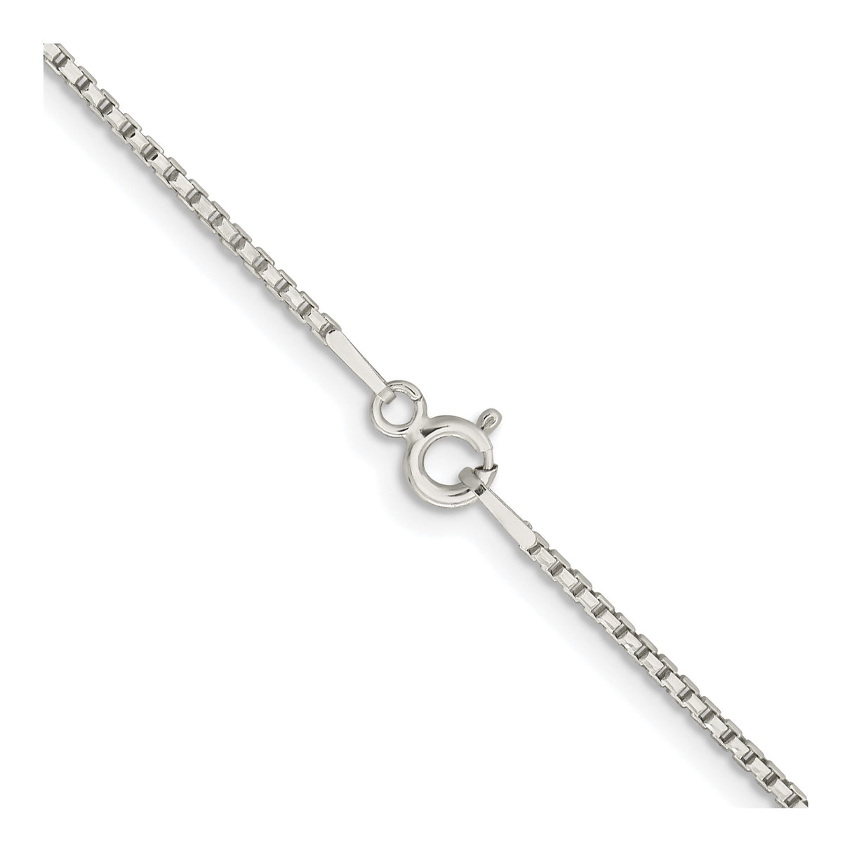 925 White Gold 1.3 mm Box Chain Necklace, Polished alternate angle