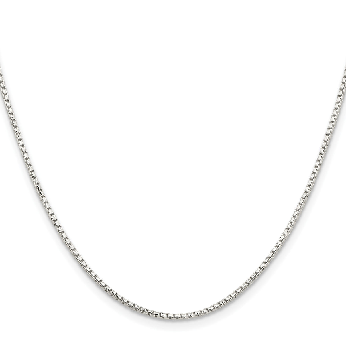 925 White Gold 1.5 mm Box Chain Necklace, Polished