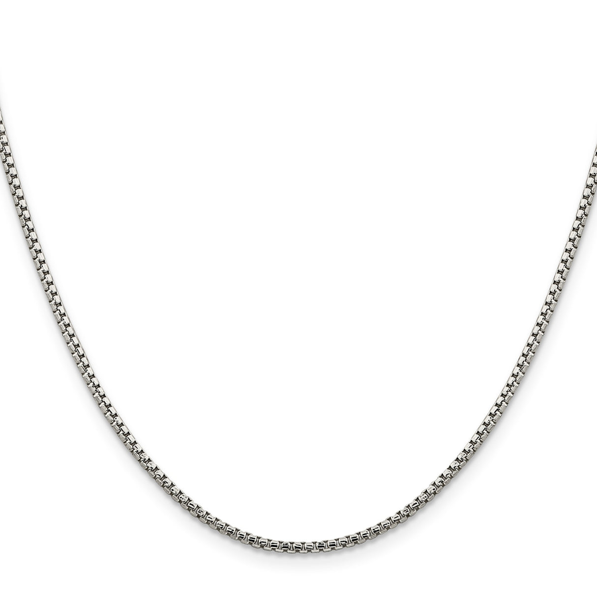 925 White Gold 1.75 mm Box Chain Necklace, Polished