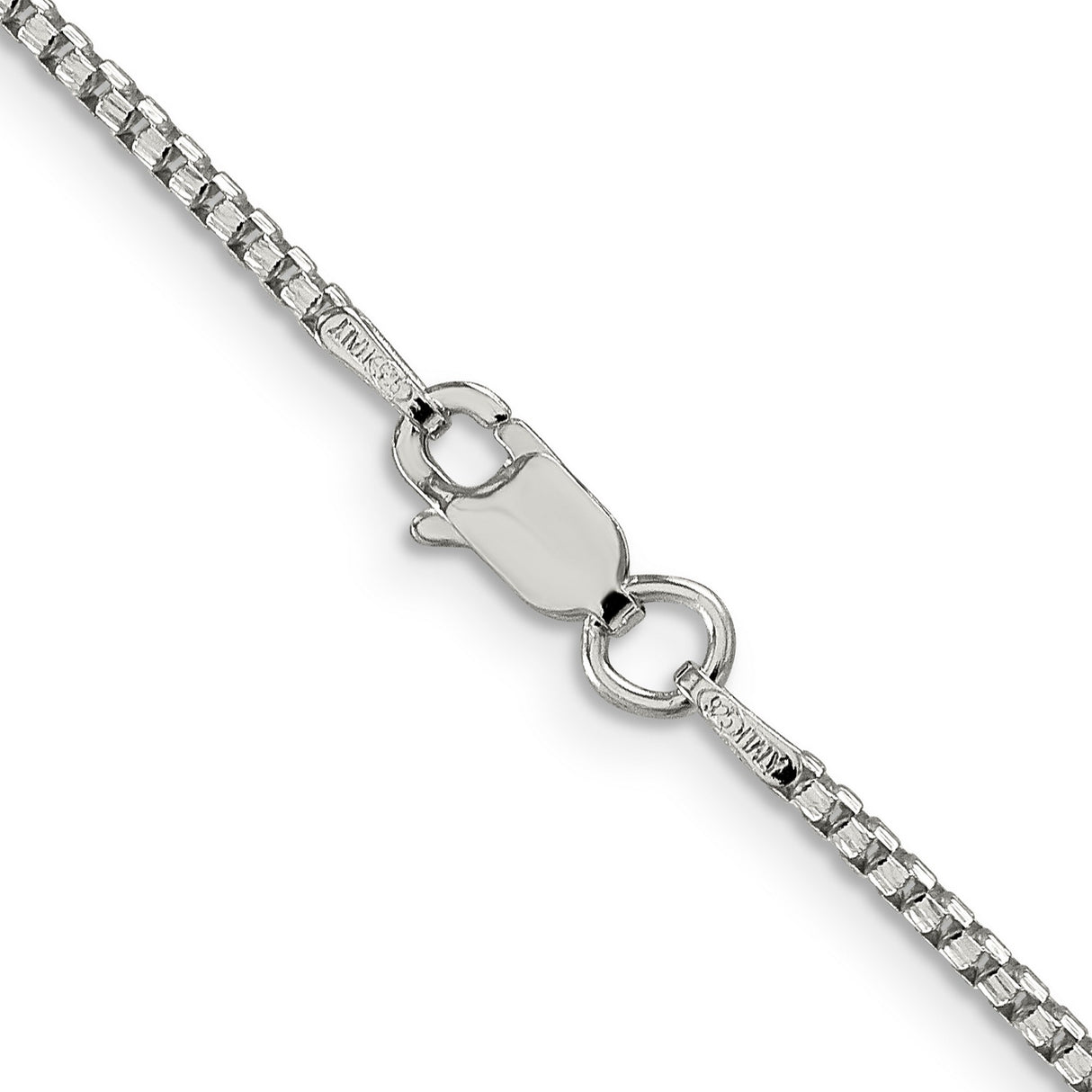 925 White Gold 1.75 mm Box Chain Necklace, Polished alternate angle