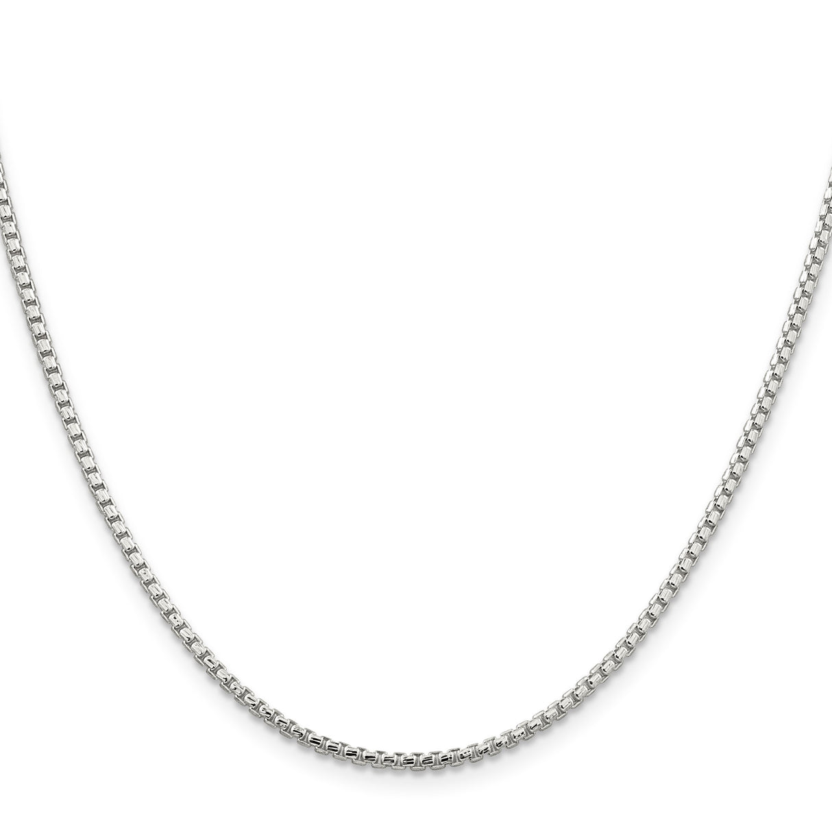 925 White Gold 2 mm Box Chain Necklace, Polished