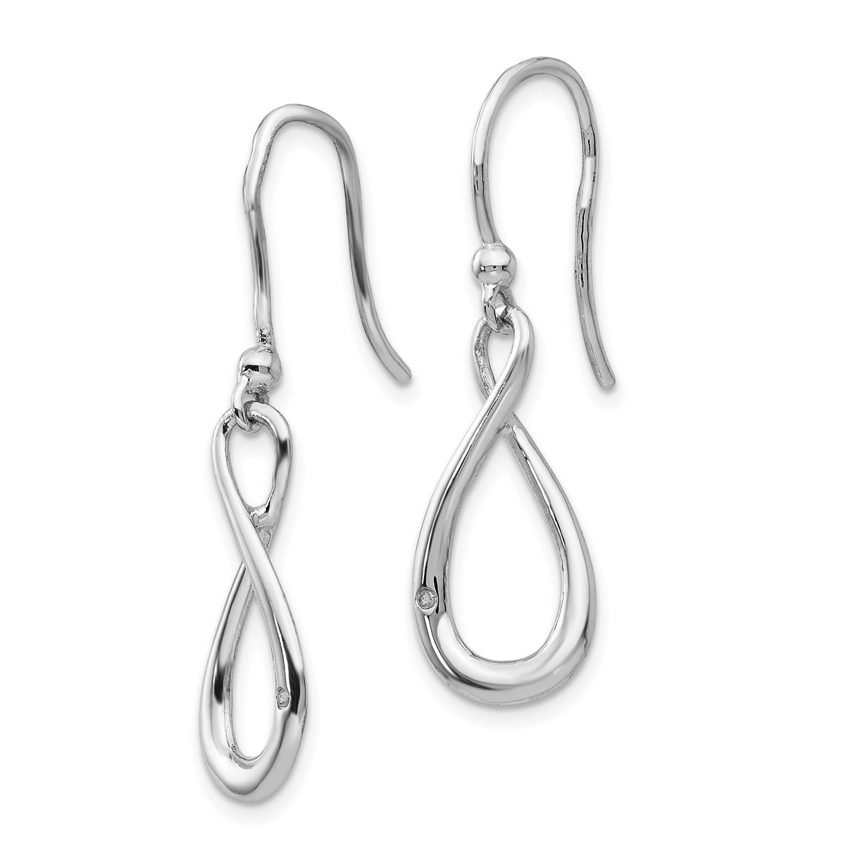 Sterling Silver Infinity Loop Earrings with Diamond Accents, Lightweight Dangle Design