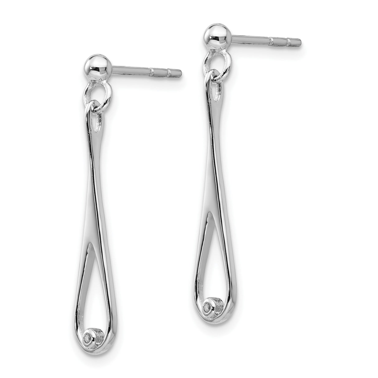 Sterling Silver Teardrop Dangle Earrings with Diamond, Modern Minimalist Design for Women