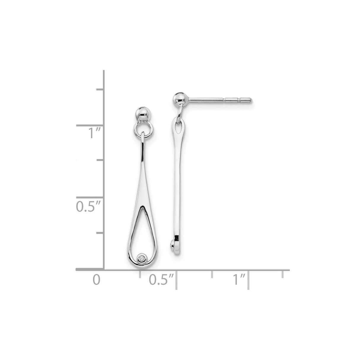 Sterling Silver Teardrop Dangle Earrings with Diamond, Modern Minimalist Design for Women