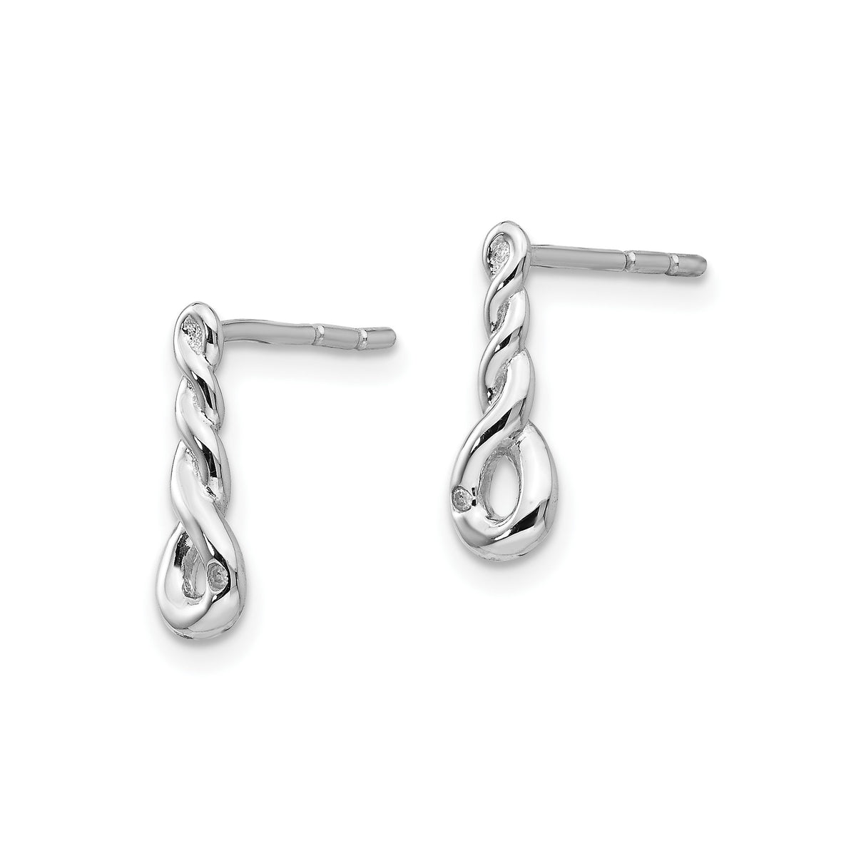 Sterling Silver Stud Earrings with Diamond Accent, Infinity Twist Loop Design for Women