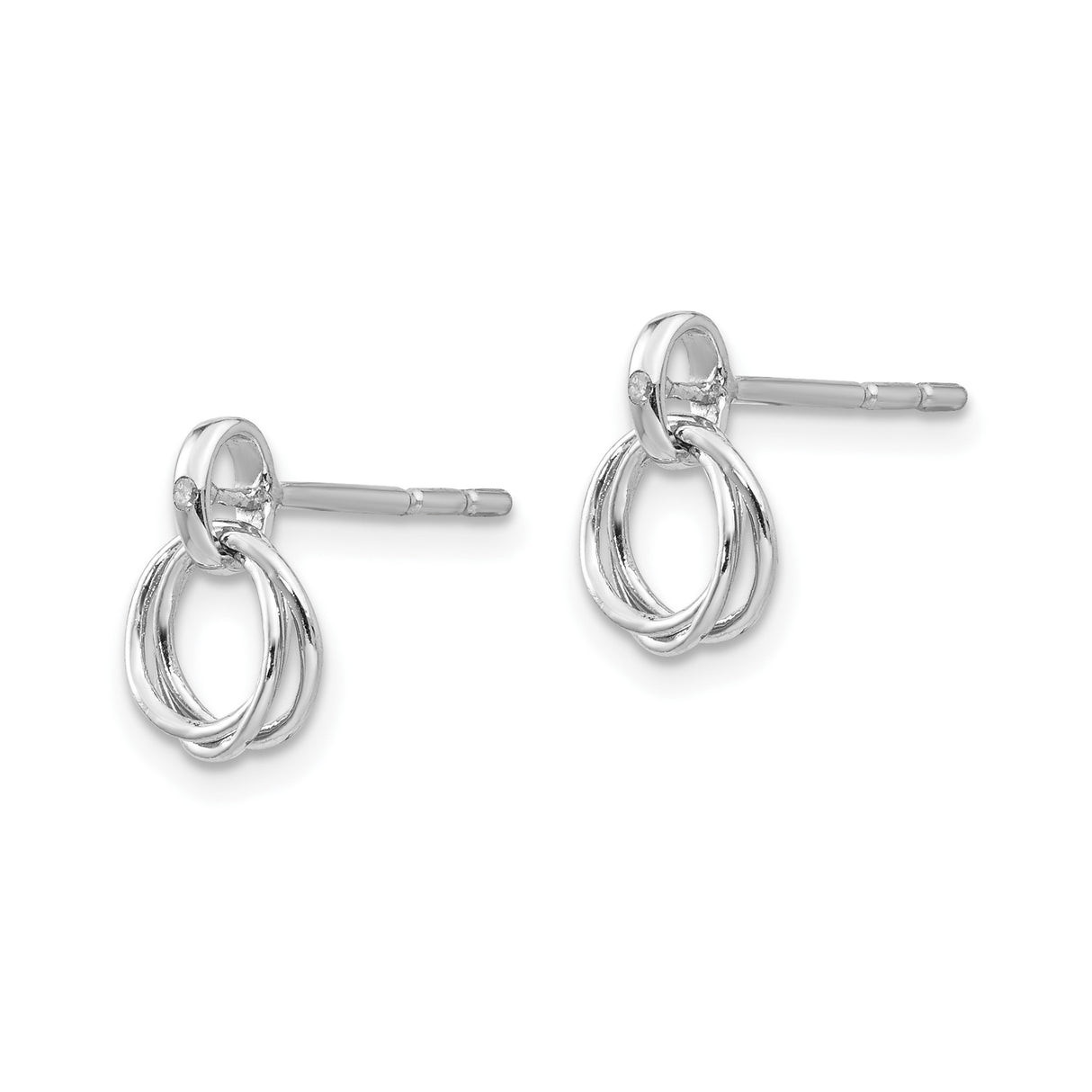 Sterling Silver Interlocking Circle Stud Earrings with Diamond Accent, Minimalist Knot Design