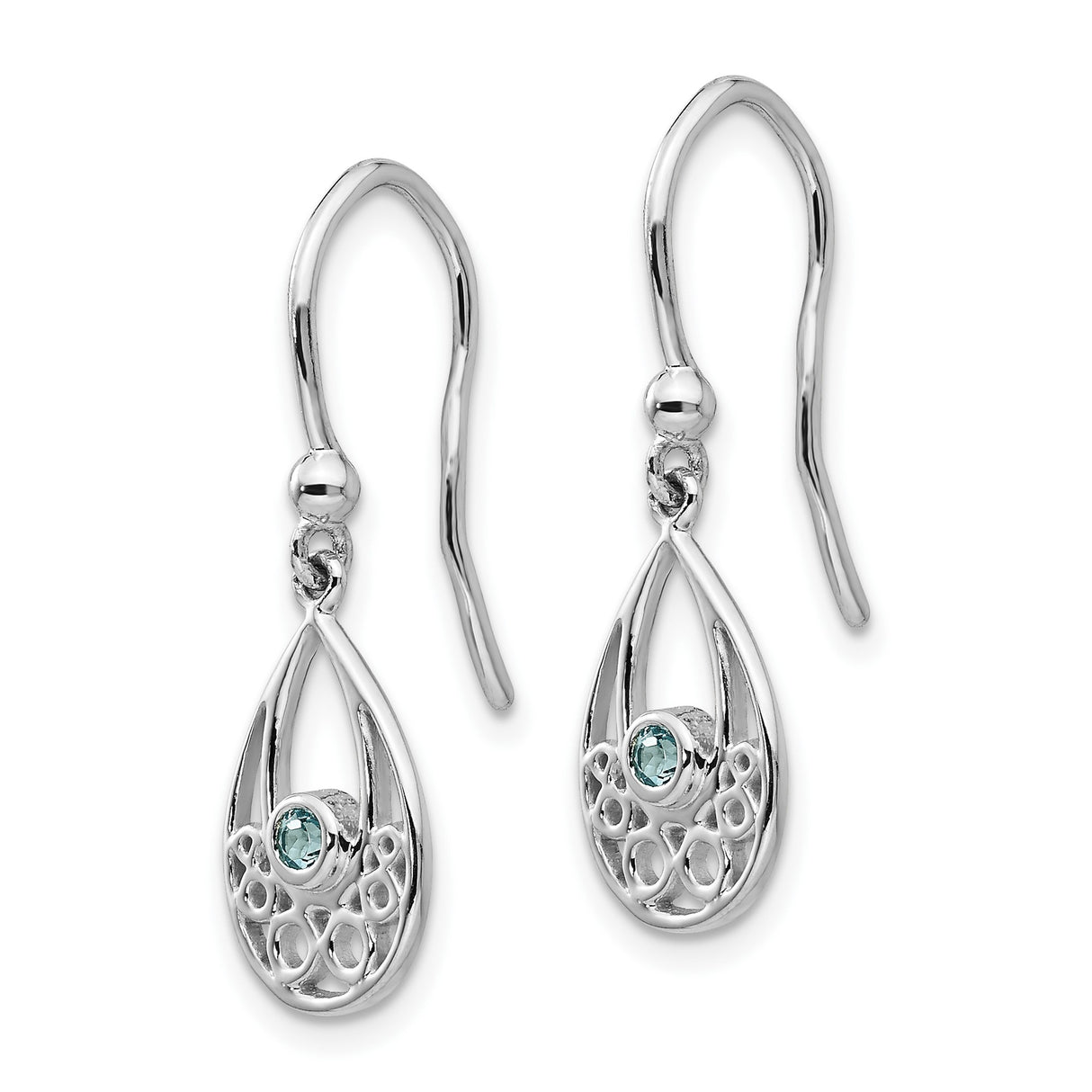 Sterling Silver Celtic Dangle Earrings with Swiss Blue Topaz and Knotwork Design
