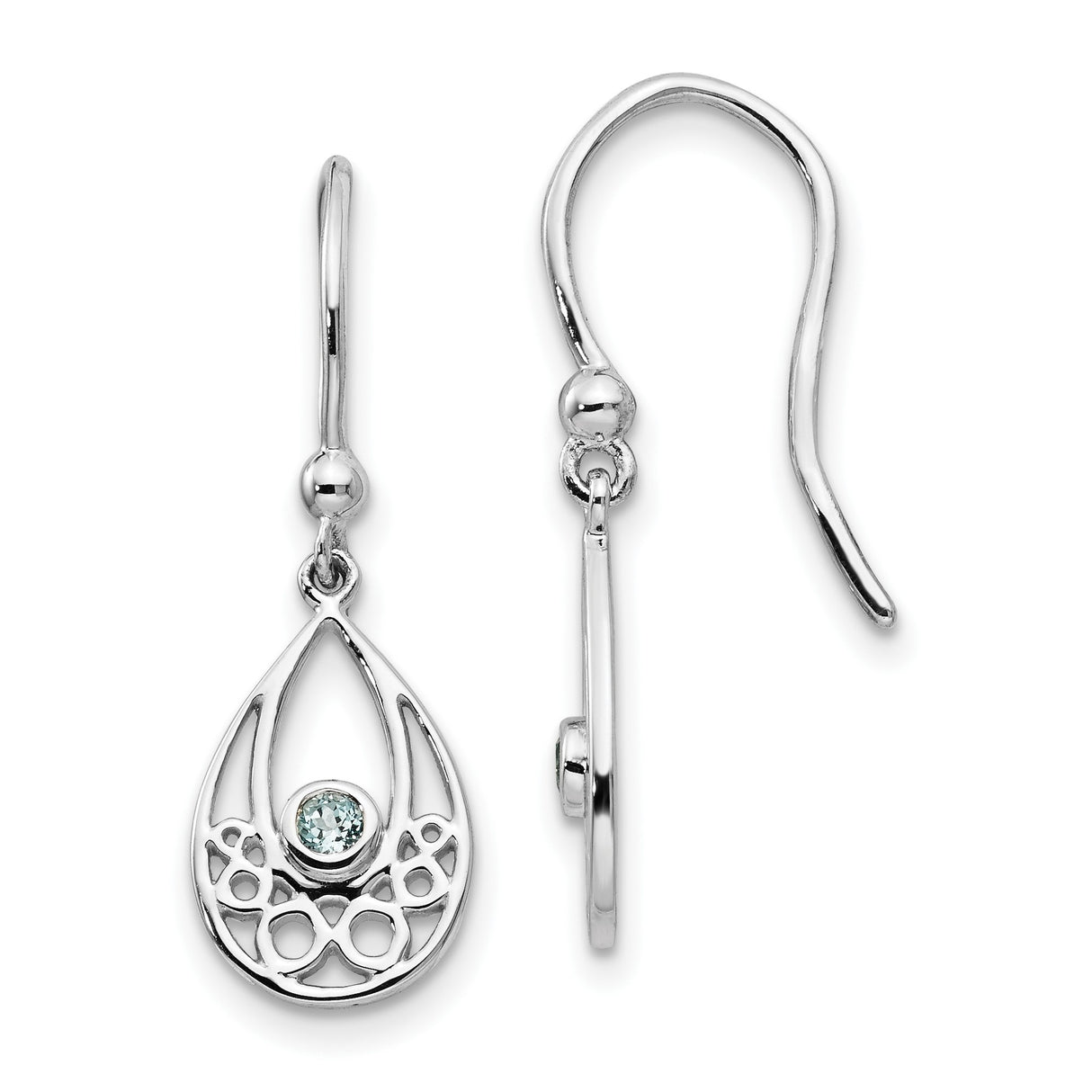 Sterling Silver Celtic Dangle Earrings with Swiss Blue Topaz and Knotwork Design