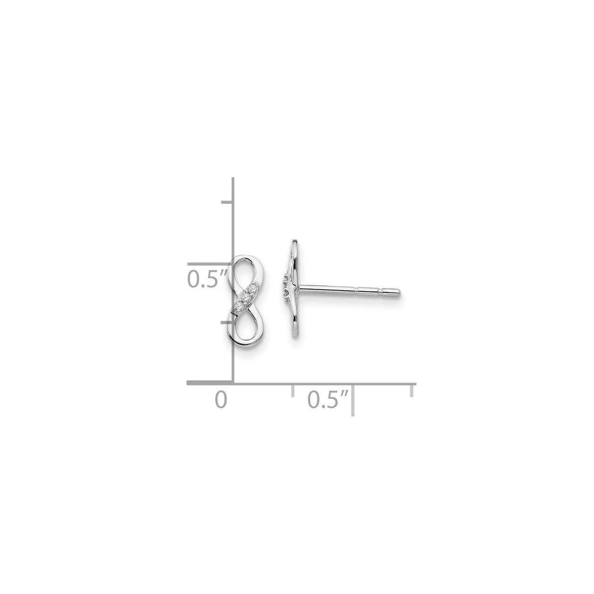 Sterling Silver Infinity Symbol Stud Earrings with Diamond Accents, Minimalist Eternal Love Design