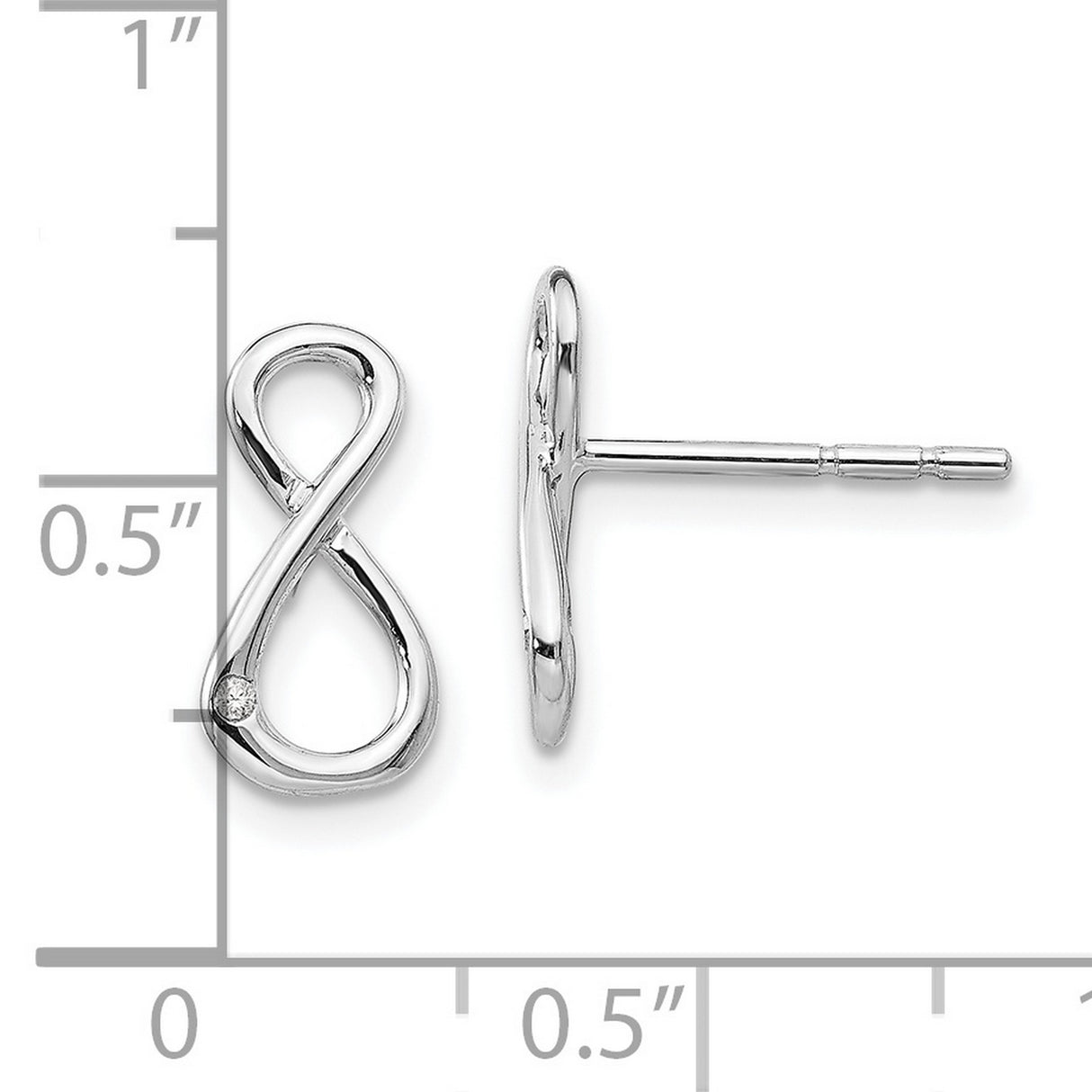 Sterling Silver Infinity Symbol Stud Earrings with Diamonds Accent, Modern Minimalist Design