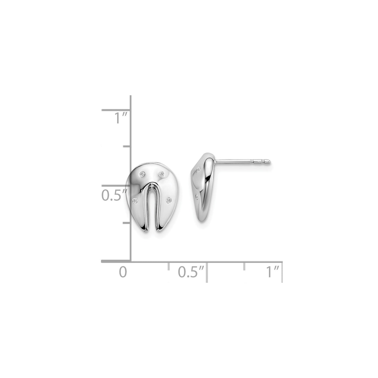 Sterling Silver Horseshoe Stud Earrings with Diamond Accents, Western Minimalist Style for Women