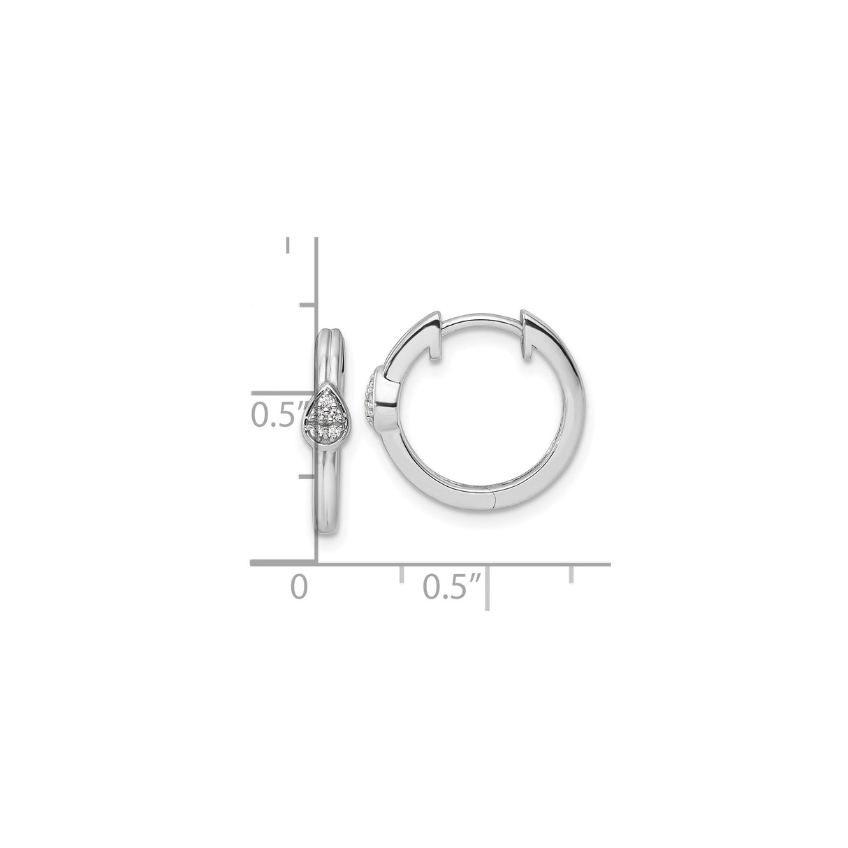 Sterling Silver Teardrop Hoop Earrings with Diamond Accents, Lightweight Minimalist Design