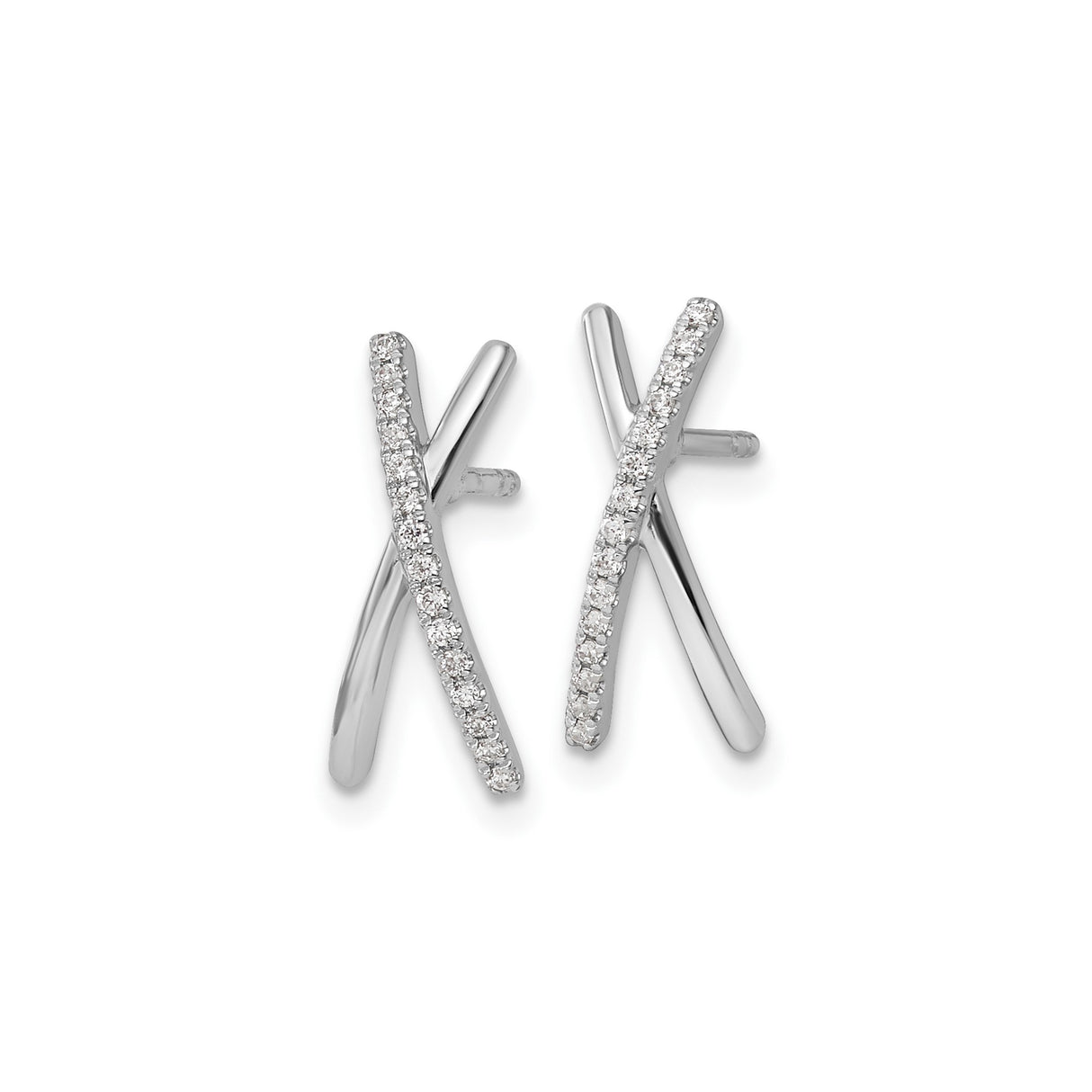 Sterling Silver X Stud Earrings with Pavé Diamonds Crisscross Design