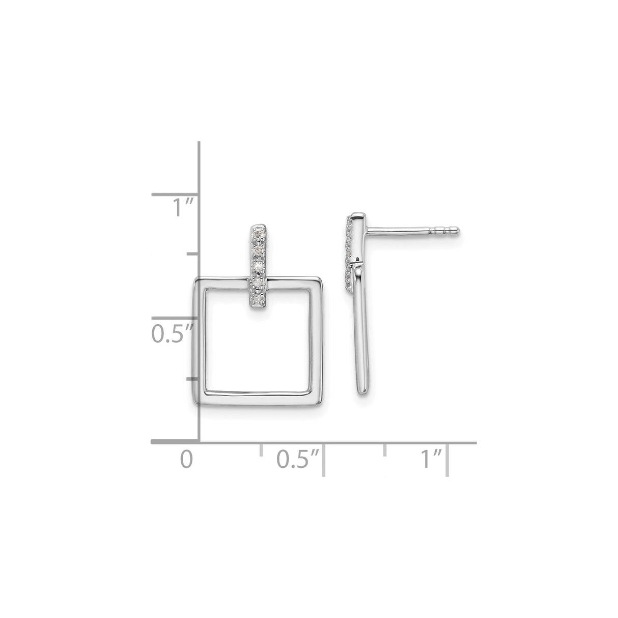 Sterling Silver Geometric Drop Earrings with Diamond Accents, Modern Minimalist Design