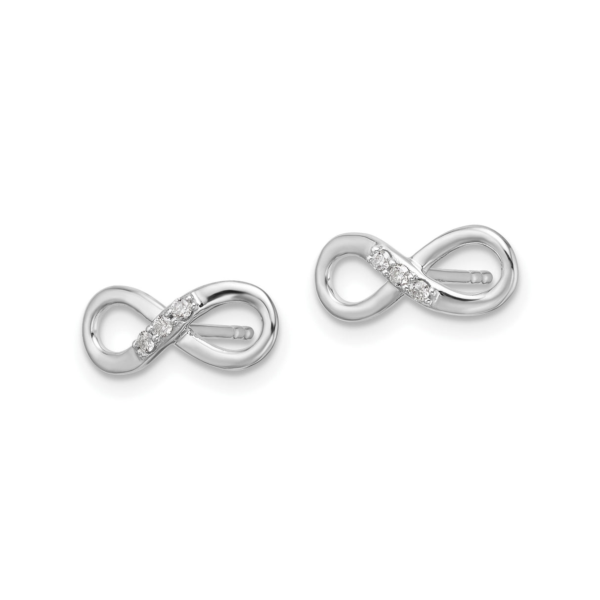 Sterling Silver Infinity Stud Earrings with Diamond, Minimalist Eternity Symbol Design for Women
