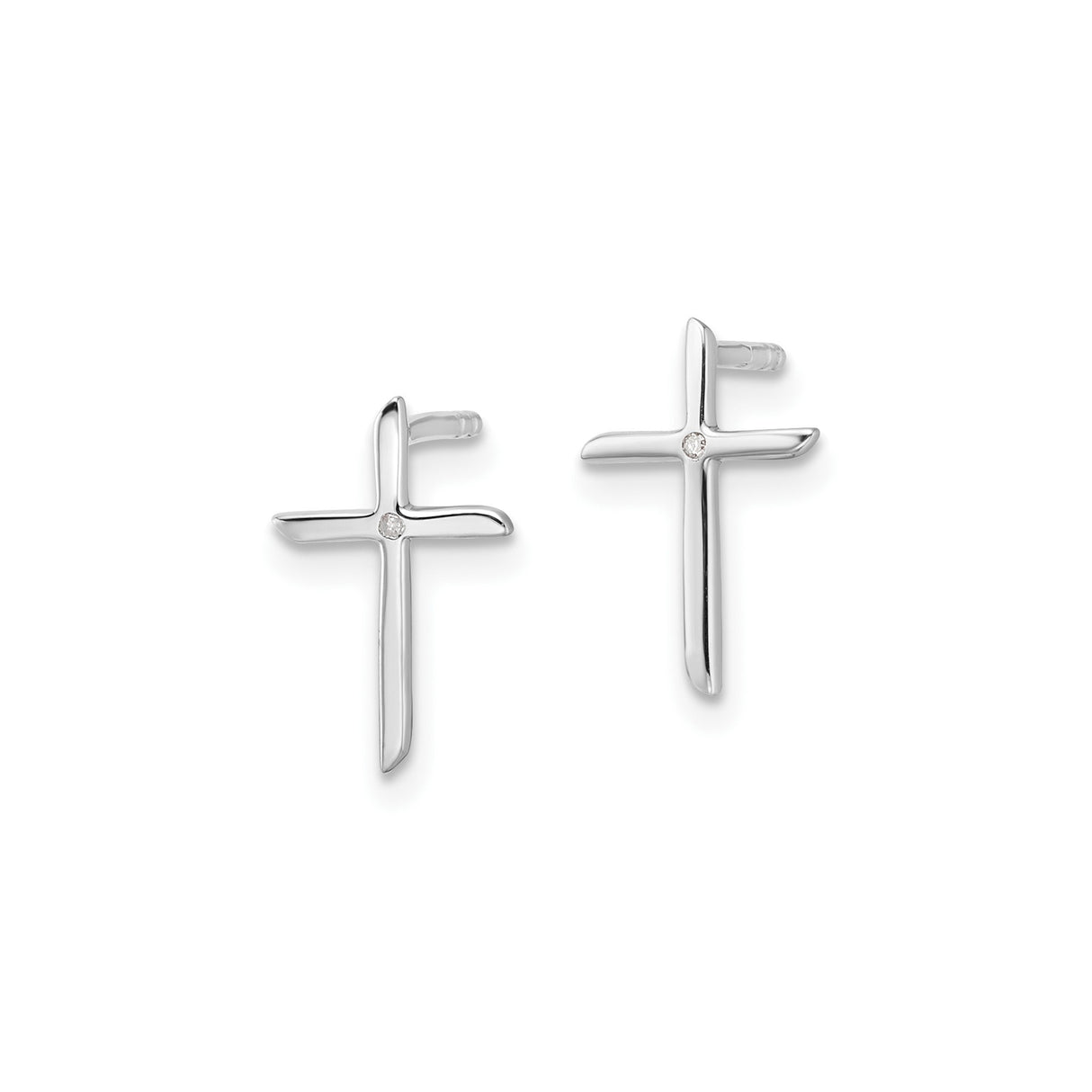 Sterling Silver Cross Pendant with Diamond Accent, Modern Spiritual Design for Men and Women