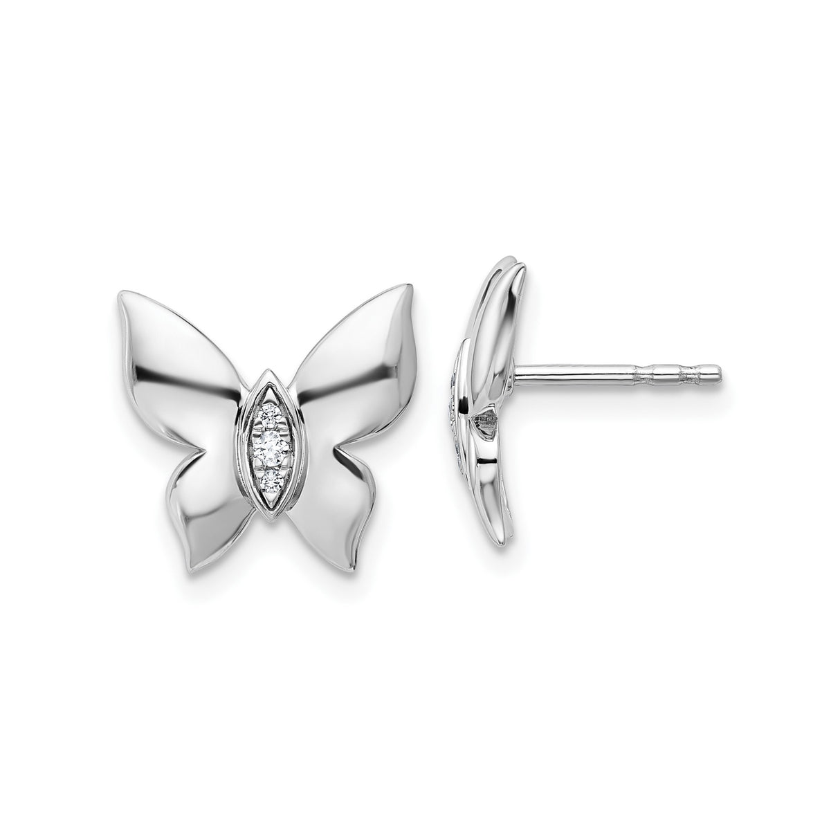 Sterling Silver Butterfly Stud Earrings with Marquise Cubic Zirconia