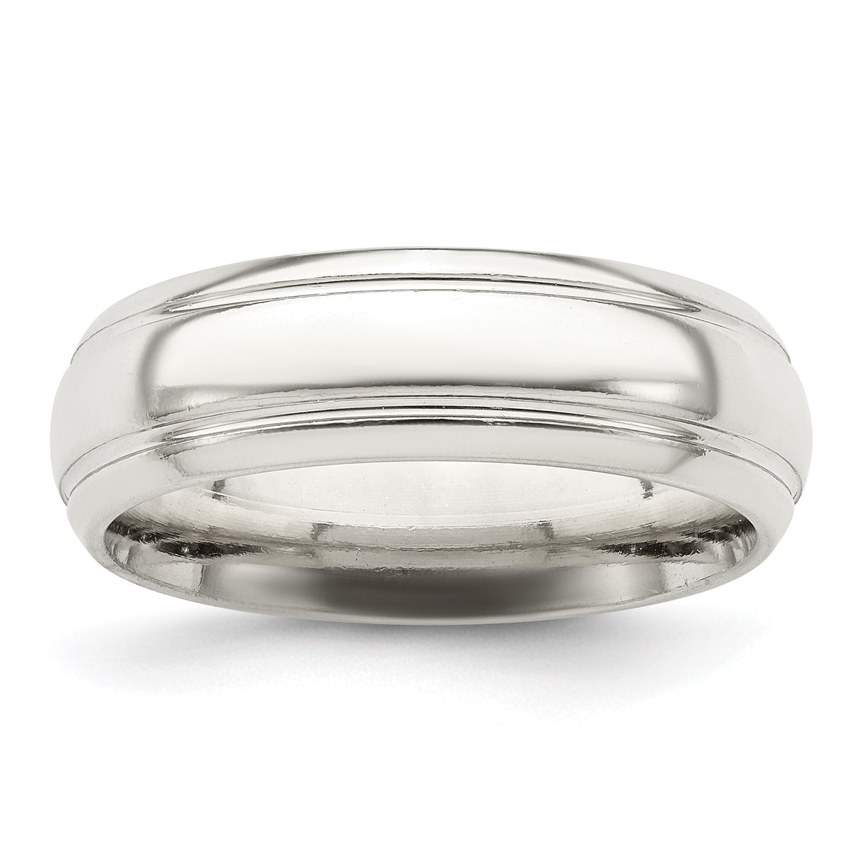 Sterling Silver Beveled Edge, Domed wedding band ring