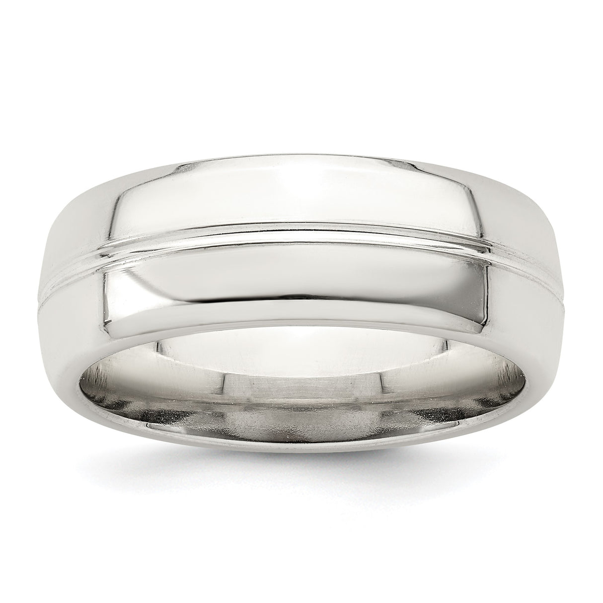 Sterling Silver Domed wedding band ring