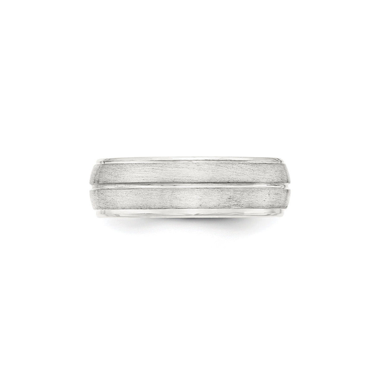 Sterling Silver Brushed, Domed wedding band ring detail view