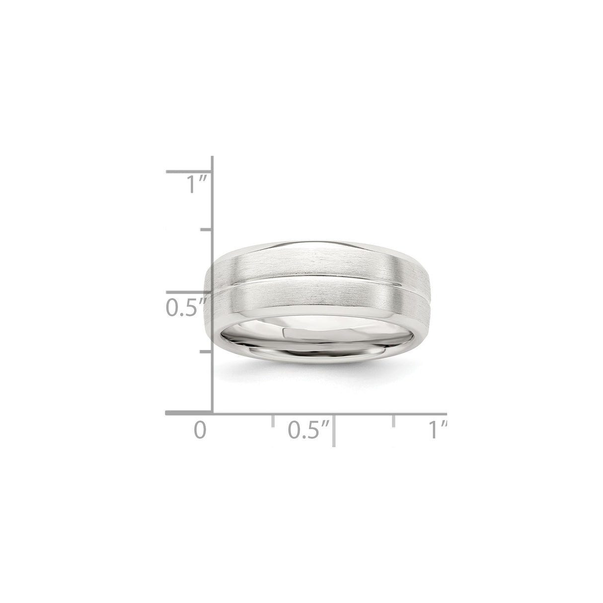 Sterling Silver Brushed, Domed wedding band ring shown for scale