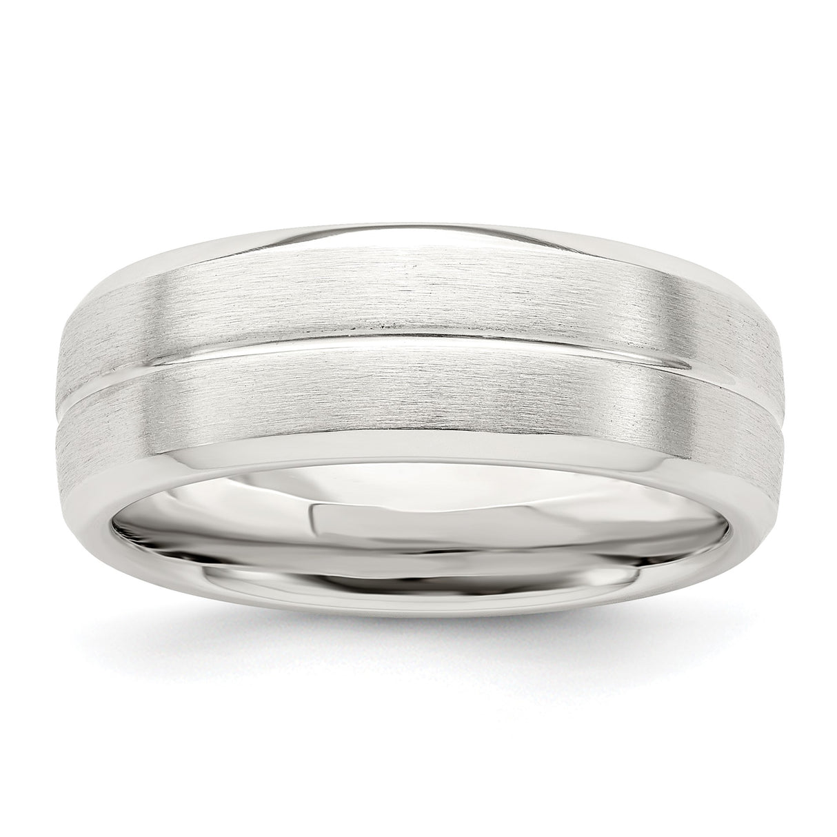 Sterling Silver Brushed, Domed wedding band ring