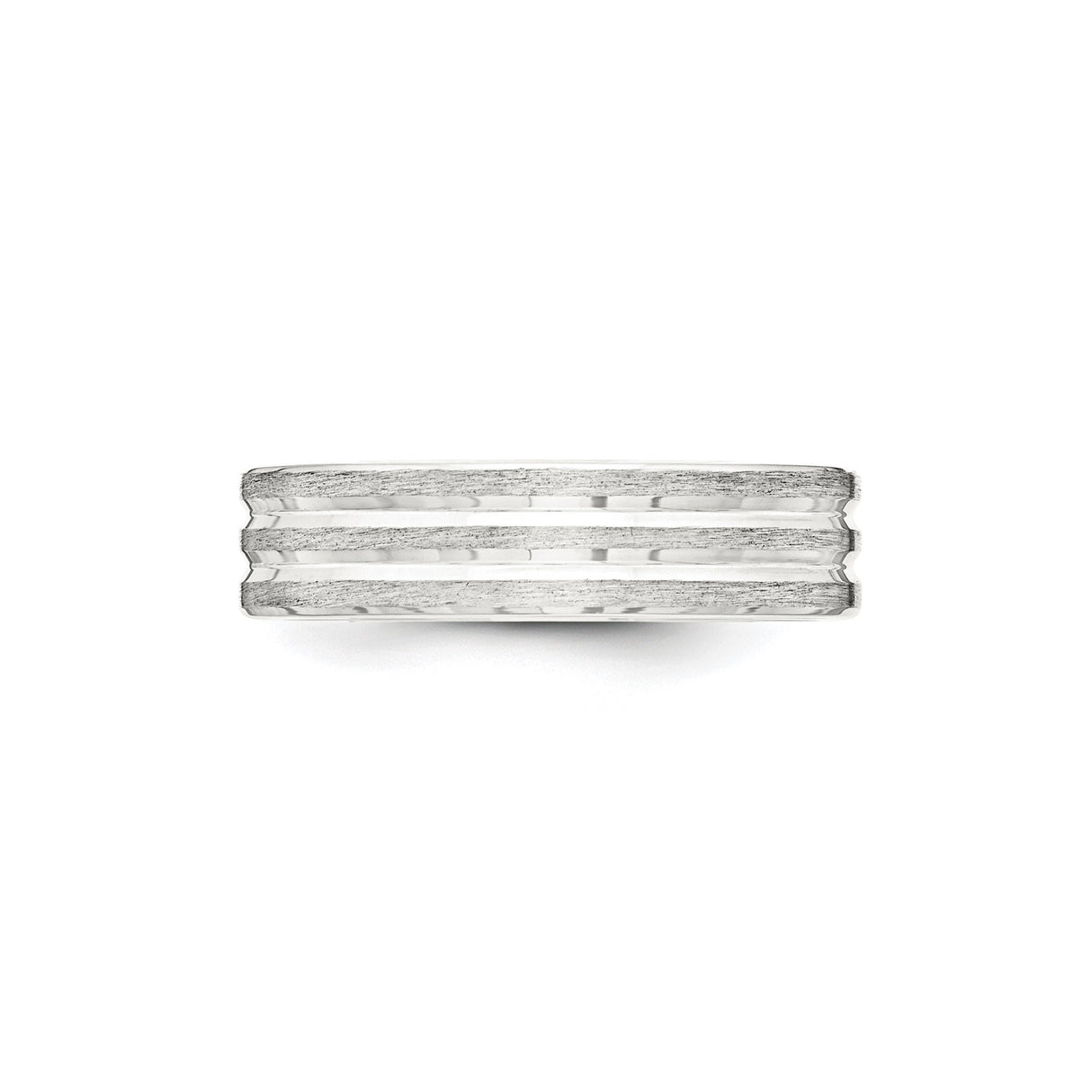 Sterling Silver Brushed, Flat wedding band ring detail view