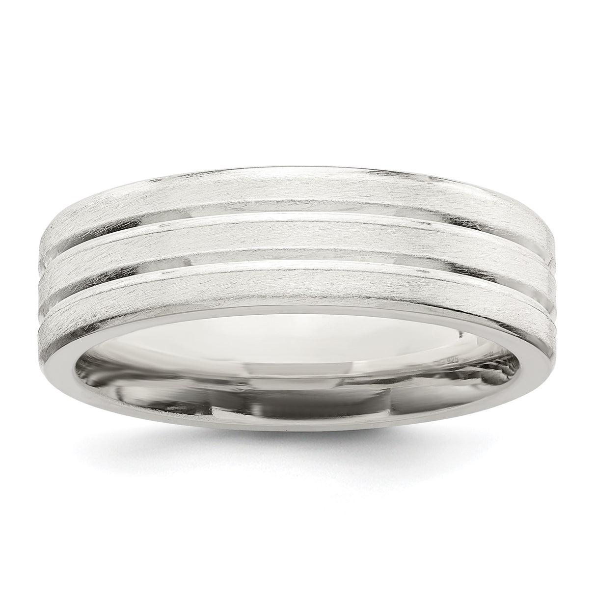 Sterling Silver Brushed, Flat wedding band ring