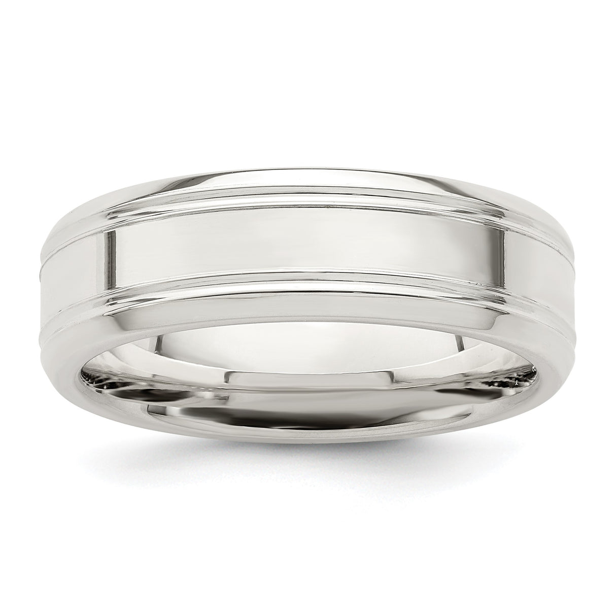 Sterling Silver Beveled Edge, Flat wedding band ring