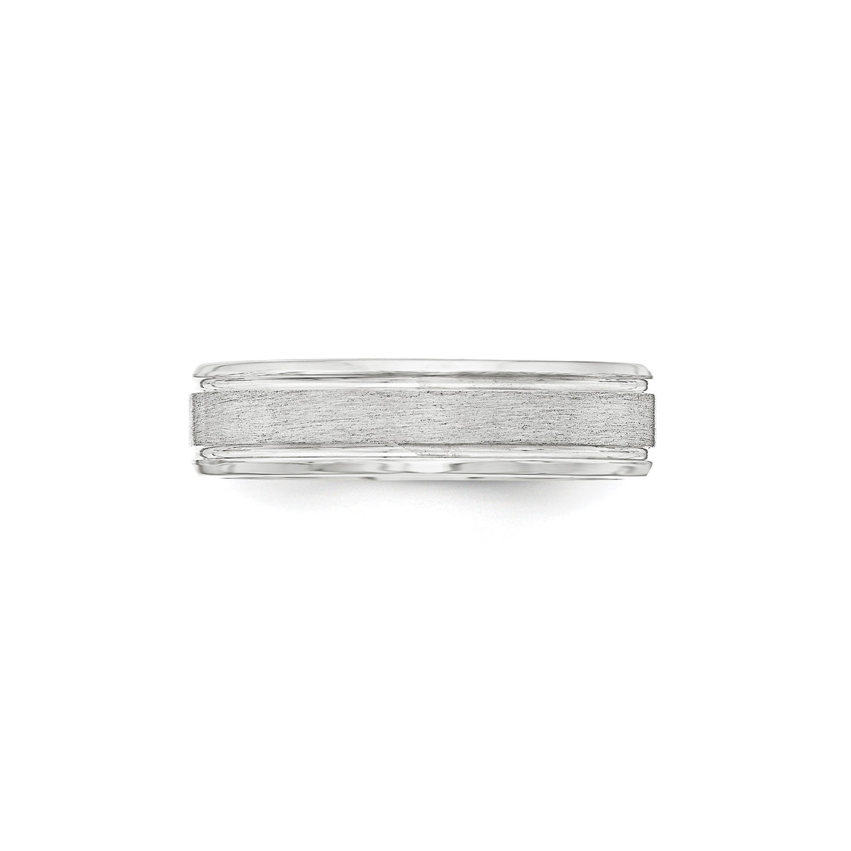 Sterling Silver Beveled Edge, Brushed wedding band ring detail view