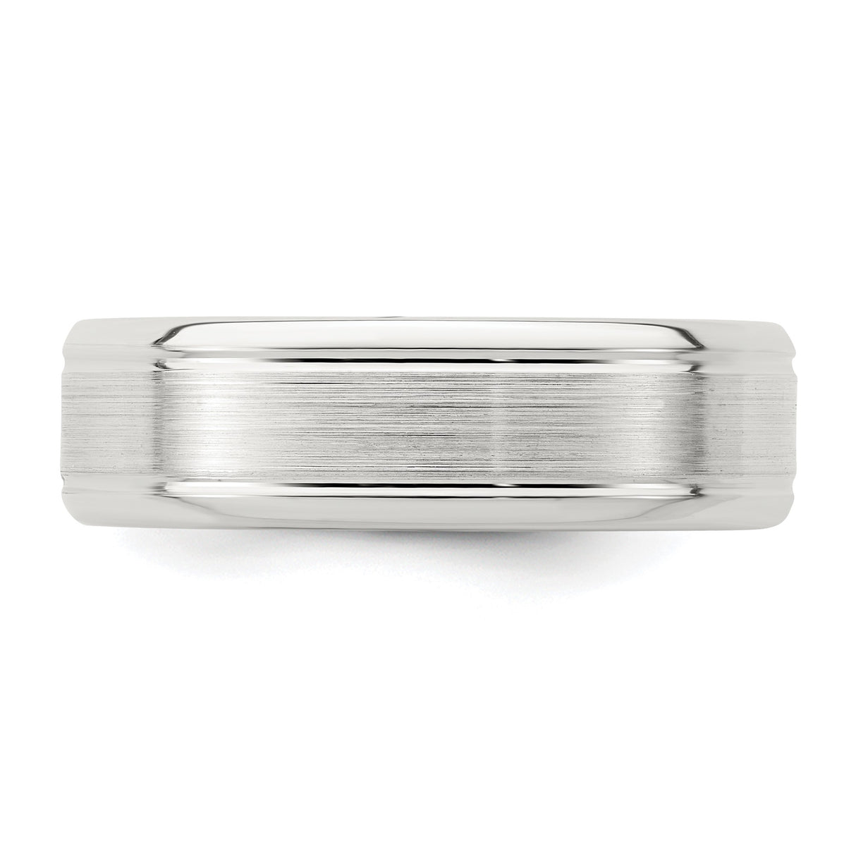 Sterling Silver Beveled Edge, Brushed wedding band ring detail view