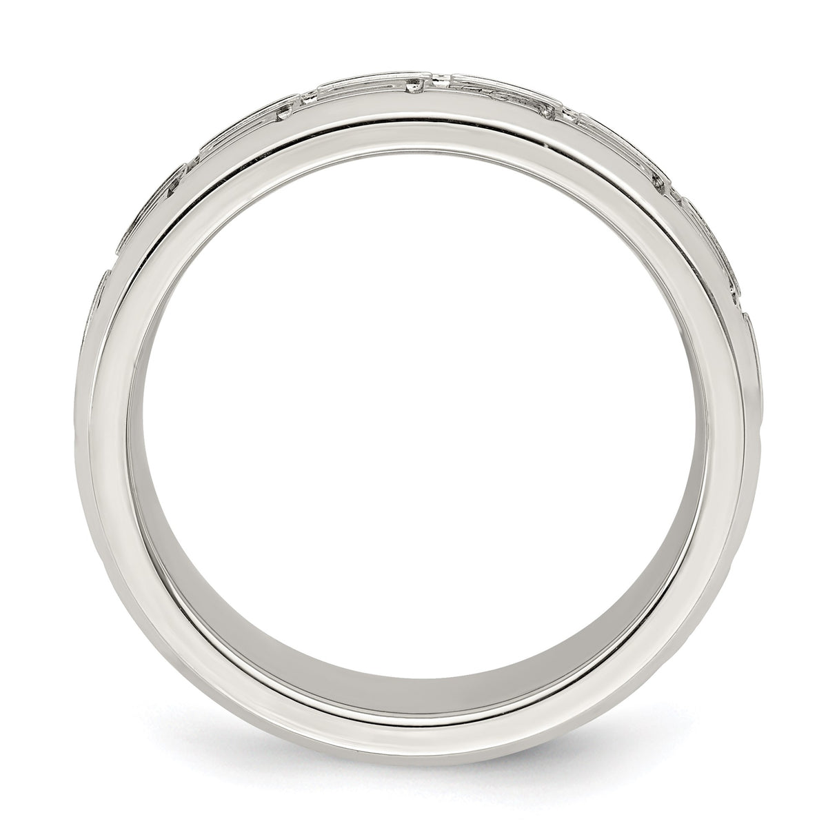 Sterling Silver Beveled Edge, Flat wedding band ring alternate angle