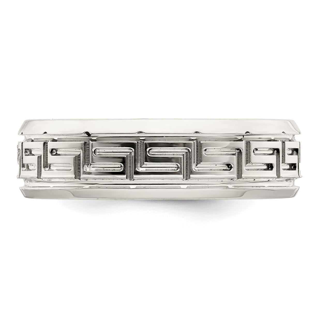 Sterling Silver Beveled Edge, Flat wedding band ring detail view