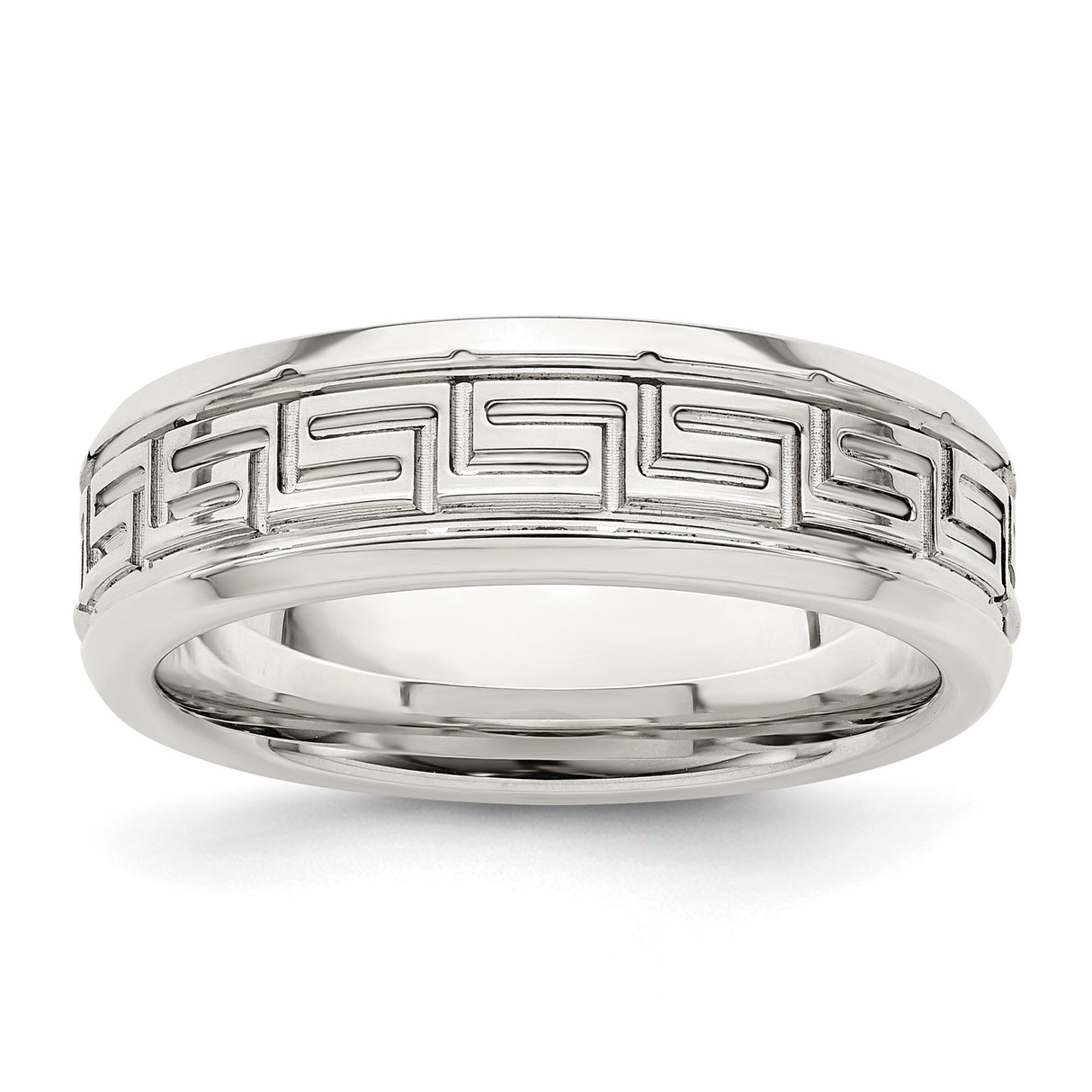 Sterling Silver Beveled Edge, Flat wedding band ring