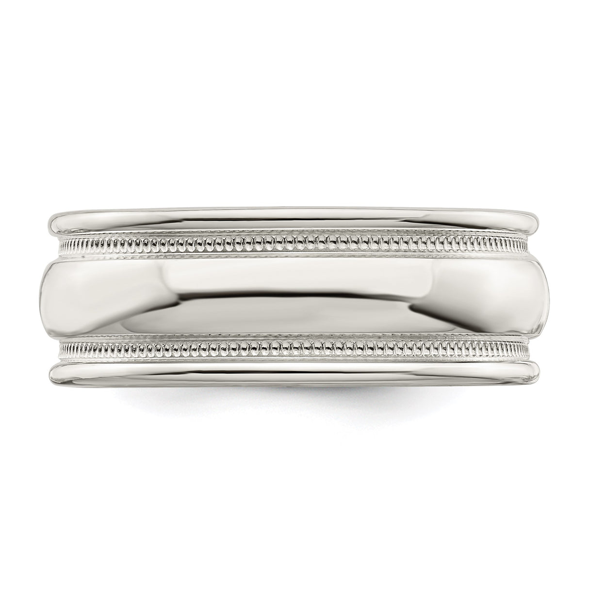Sterling Silver Milgrain, Domed wedding band ring detail view