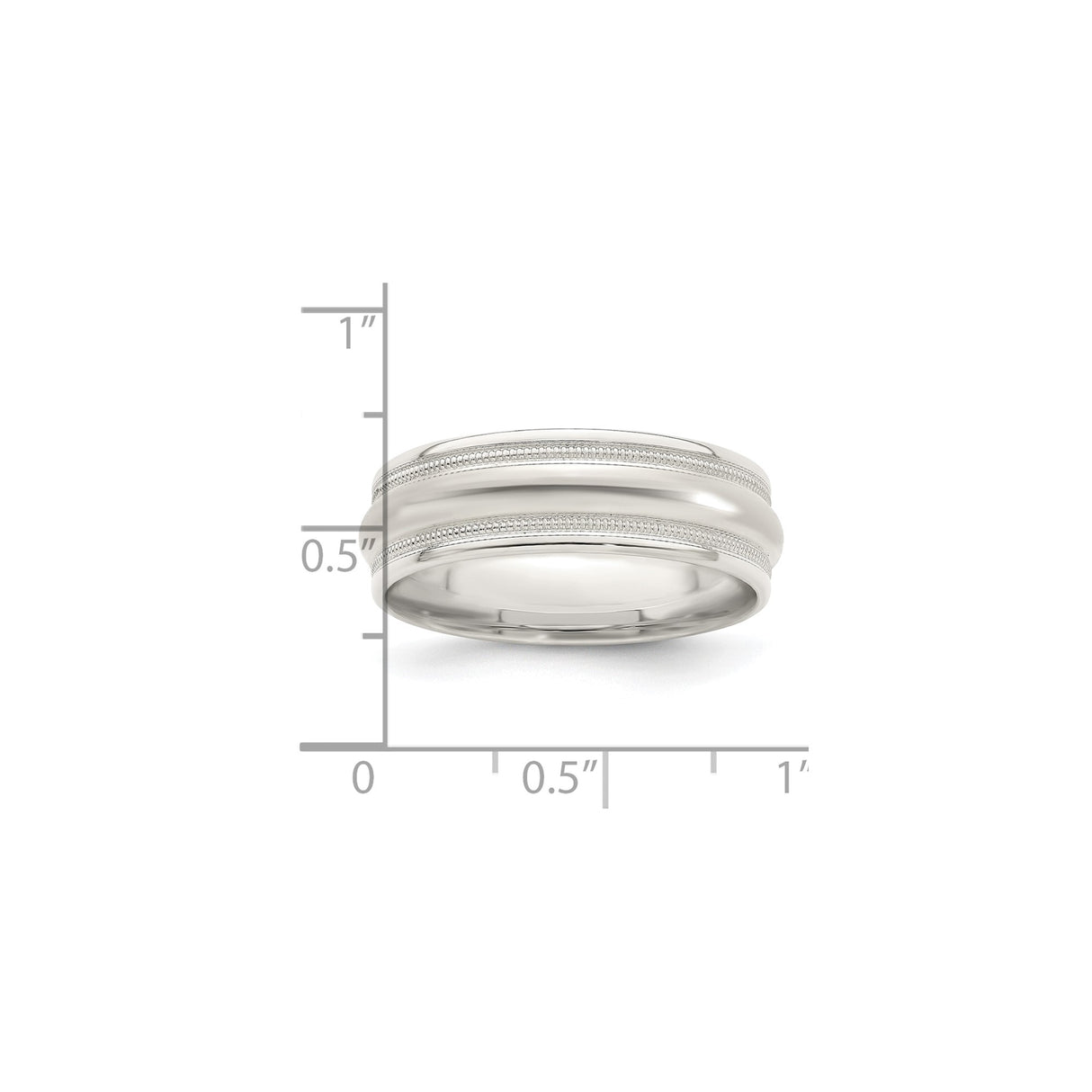 Sterling Silver Milgrain, Domed wedding band ring shown for scale