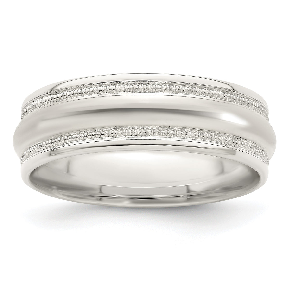 Sterling Silver Milgrain, Domed wedding band ring