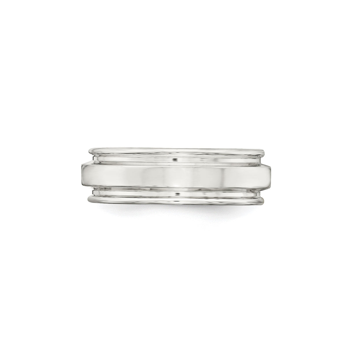 Sterling Silver Flat wedding band ring detail view