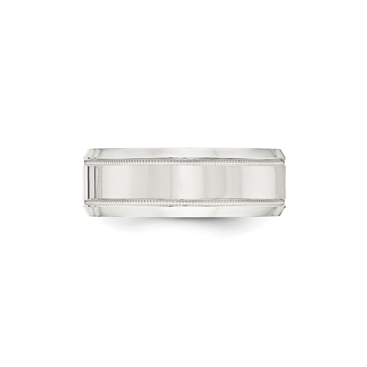 Sterling Silver Milgrain, Beveled Edge wedding band ring detail view