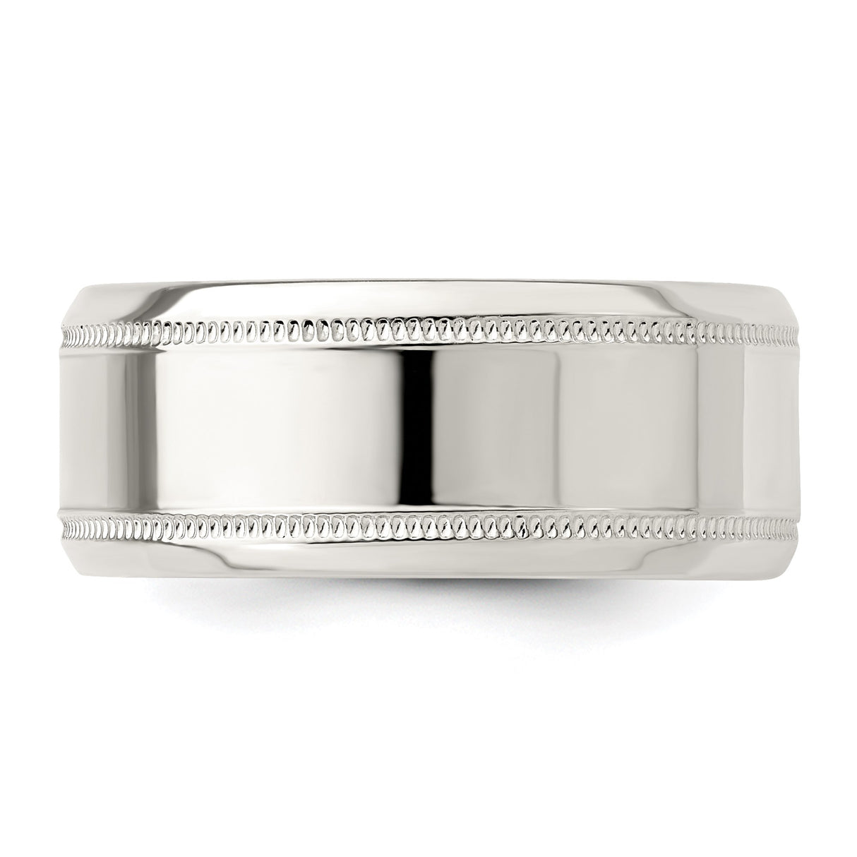 Sterling Silver Milgrain, Beveled Edge wedding band ring detail view