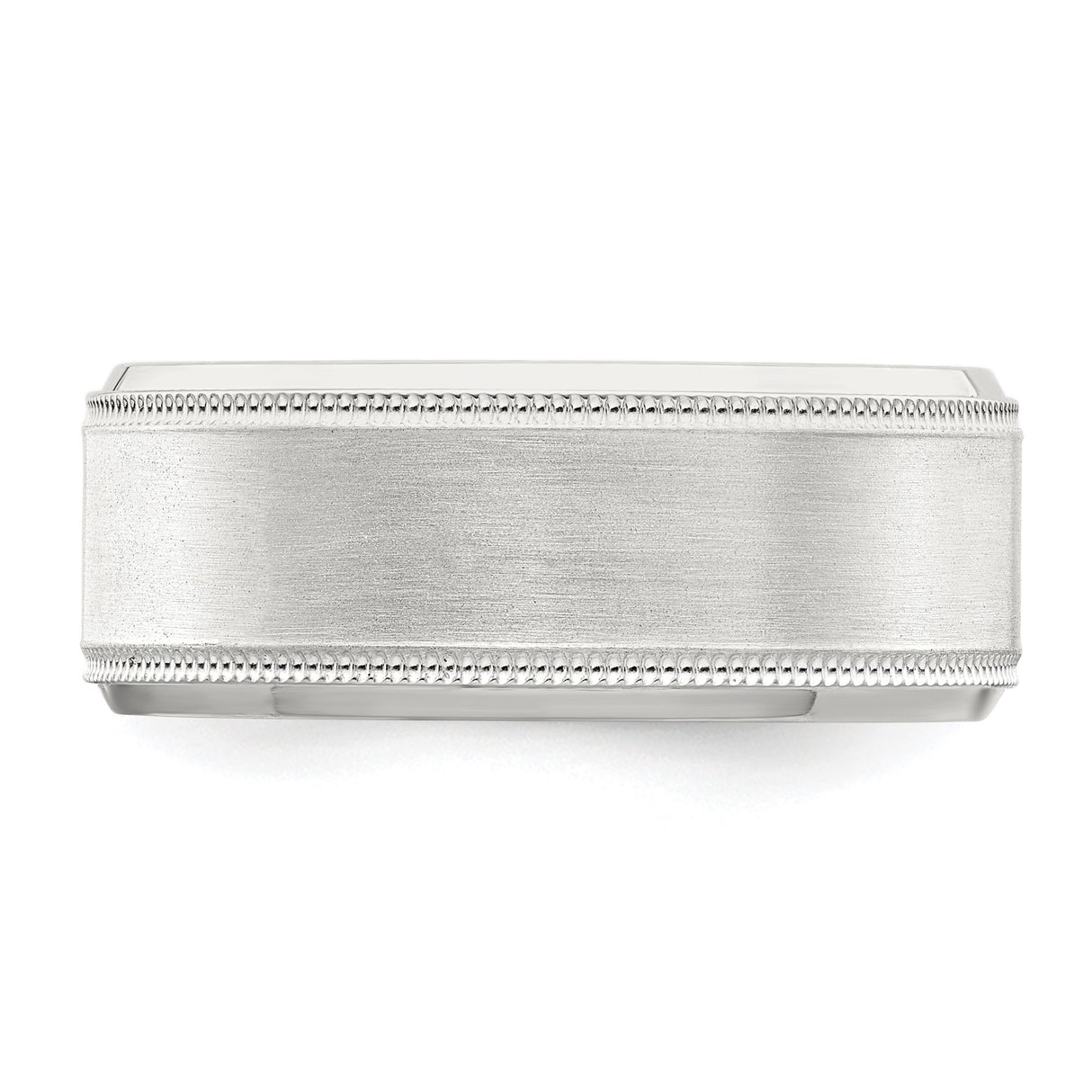 Sterling Silver Milgrain, Beveled Edge wedding band ring detail view